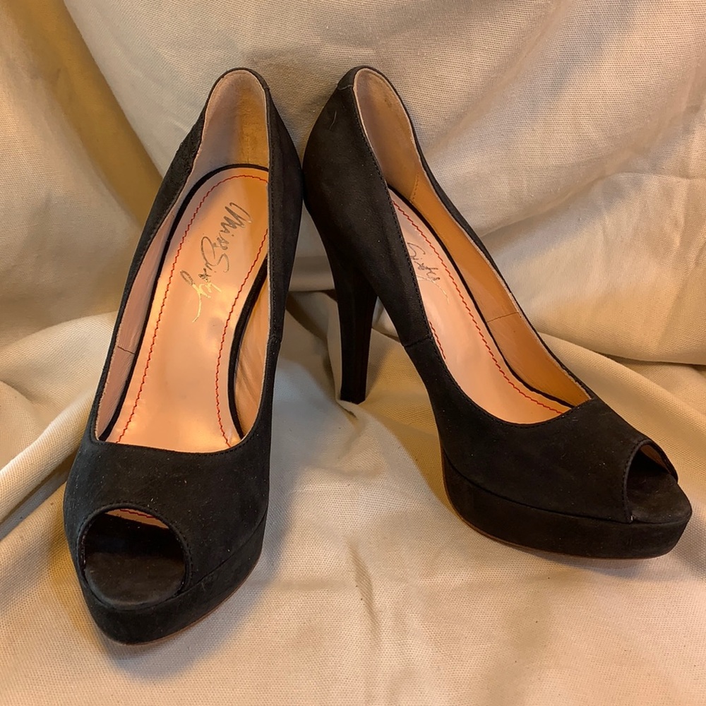 NWOT Miss Sixty leather peep toe platform pumps